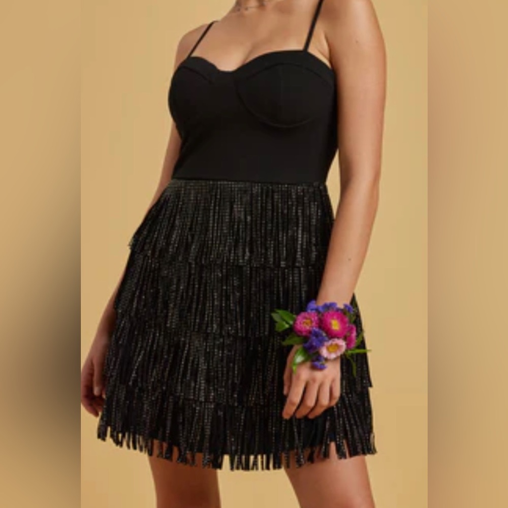 Black fringe dress